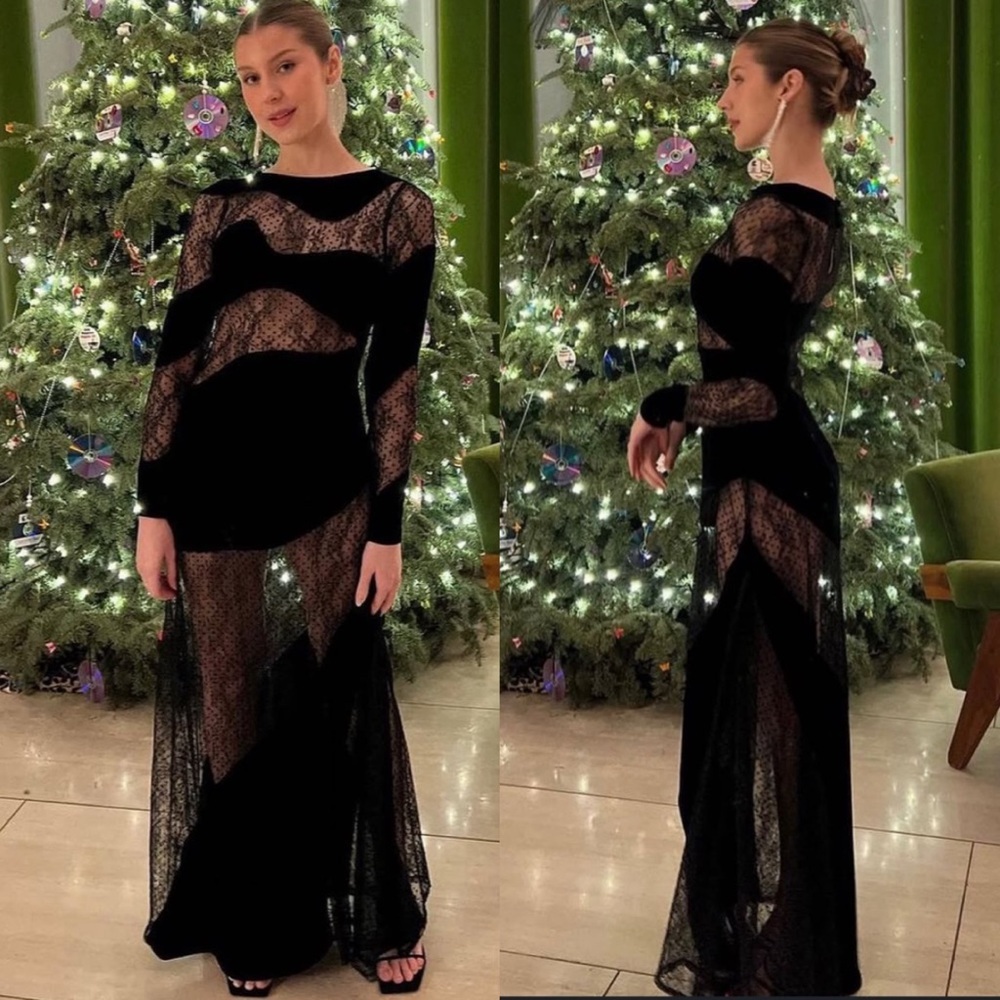 For Love and Lemons Carolyn Maxi Dress in Black Small